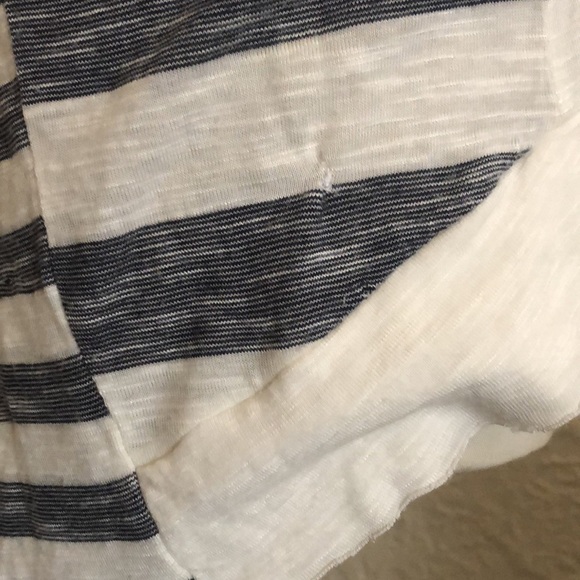 Three Dots Navy Blue White Striped Cardigan - Picture 5 of 11